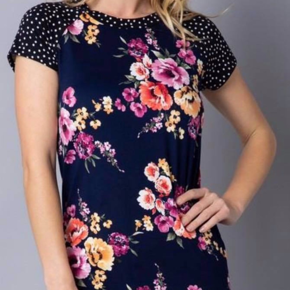 Navy Polka Dot Top